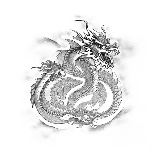 red ink chinesse dragon tattoo design idea