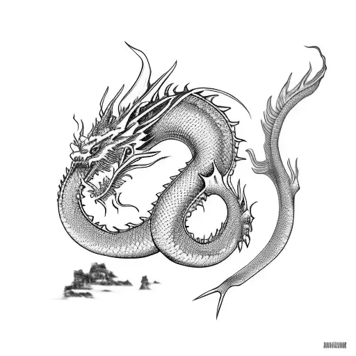 red ink chinesse dragon tattoo design idea