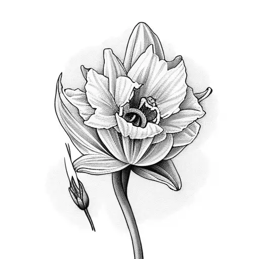 daffodil with grandma written in the stem tattoo design idea