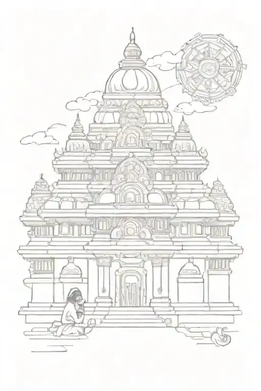 lord Jagannath temple with sambalpuri prints tattoo design idea