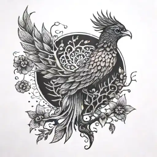 phoenix, tree of life  tattoo design idea