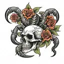 scorpion with skull and 7 roses tattoo design idea