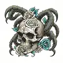 scorpion with skull and 7 roses tattoo design idea