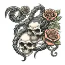 scorpion with skull and 7 roses tattoo design idea