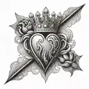sacred heart with crown   tattoo design idea