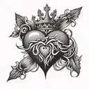 sacred heart with crown   tattoo design idea
