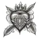 sacred heart with crown   tattoo design idea