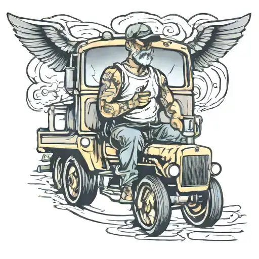 truck driver tattoo design idea
