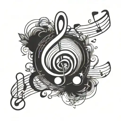 BLACKWORK Incorporate a BDSM symbol with a musical note in a unique way tattoo design idea