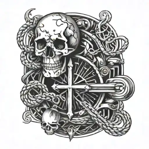  Incorporate BDSM symbols such as Dice, rope, whip,collar and chastity belt  with staves  tattoo design idea