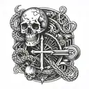  Incorporate BDSM symbols such as Dice, rope, whip,collar and chastity belt  with staves  tattoo design idea