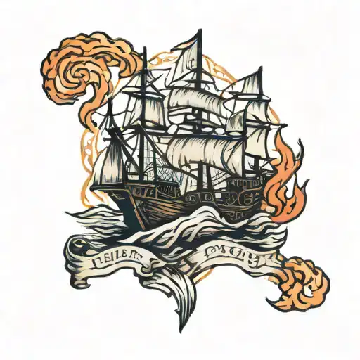 "Burn the boats" small stoic tattoo design idea