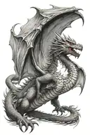 Dragon Spiting fire breathing dragon tattoo design idea