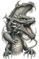 Dragon Spiting fire breathing dragon tattoo design idea