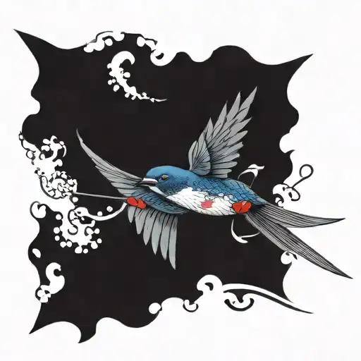 Japanese swallow flying tattoo design idea