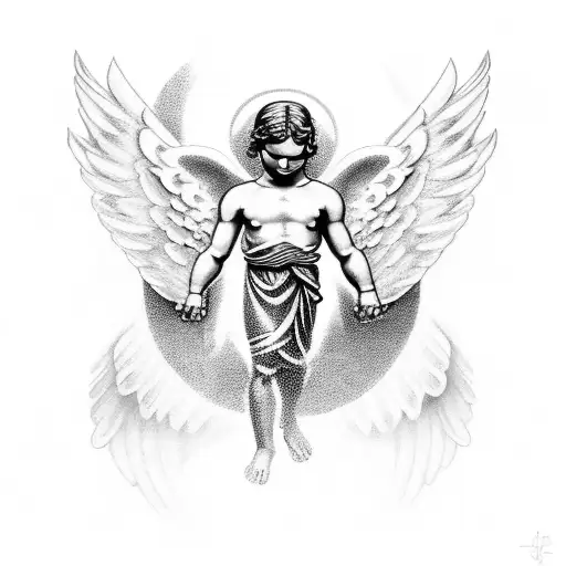 Roman theme half sleeve with angels and Roman gods  tattoo design idea