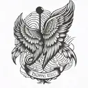 angel wings with words "born sick" tattoo design idea