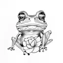 frog holding a delicate lilac flower tattoo design idea