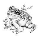frog holding a delicate lilac flower tattoo design idea