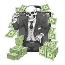 Incorporate a briefcase with stacks of money and a skull wearing a suit, symbolizing the business aspect of your life as a gang leader tattoo design idea