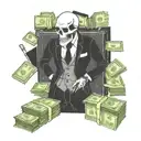 Incorporate a briefcase with stacks of money and a skull wearing a suit, symbolizing the business aspect of your life as a gang leader tattoo design idea