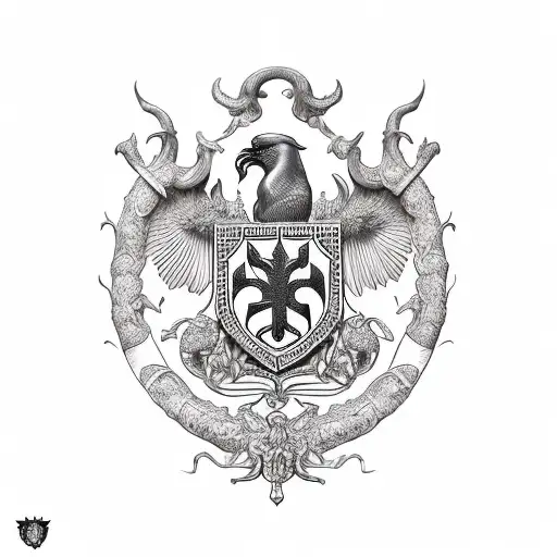make a coat of arms of my last name HASSING KJÆR tattoo design idea