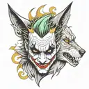 joker and wolf face tattoo design idea