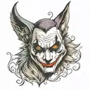 joker and wolf face tattoo design idea