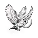 flying barn owl tattoo design idea