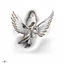 flying barn owl tattoo design idea