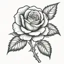 simple rose without color qith 224 mid stem to put on my side tattoo design idea