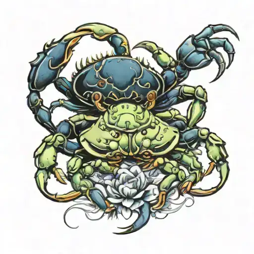 A crab and scorpion fighting each other  tattoo design idea