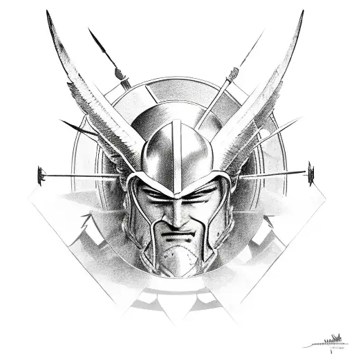 spartan with wings tattoo design idea