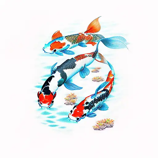 Koi Fish in a forrest tattoo design idea