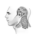 Incline bench press side profile tattoo design idea