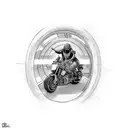 A dynamic composition featuring a motorcycle speeding through a tunnel made of dollar bills, with a woman in the background tattoo design idea