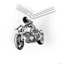 A dynamic composition featuring a motorcycle speeding through a tunnel made of dollar bills, with a woman in the background tattoo design idea
