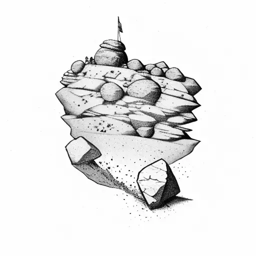 Sisyphus pushing a boulder up a hill inside a circle tattoo design idea