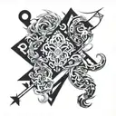 millenium puzzle from yugioh with the dates 06/04/08 and 04/09/24 underneath it tattoo design idea