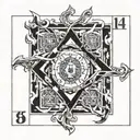 millenium puzzle from yugioh with the dates 06/04/08 and 04/09/24 underneath it tattoo design idea