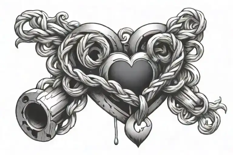 lock intertwined with a heart tattoo design idea