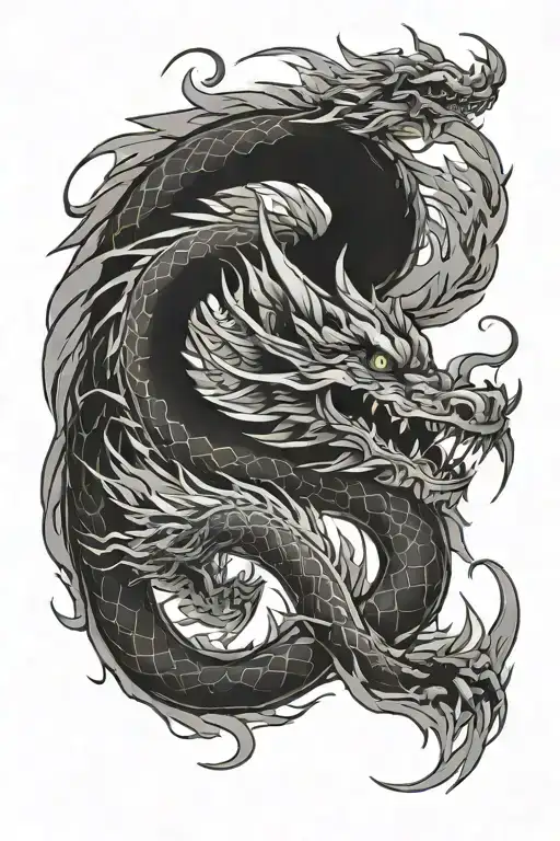 Japan dragon breathing fire tattoo design idea
