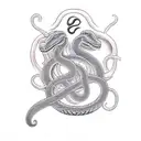 two headed snake with one body tattoo design idea