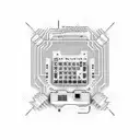 A pixelated computer keyboard with game controllers intertwined tattoo design idea