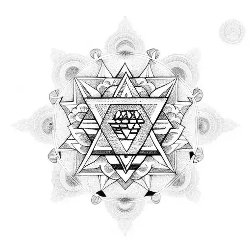 sri yantra mandala on centre ganesh buddha tattoo design idea