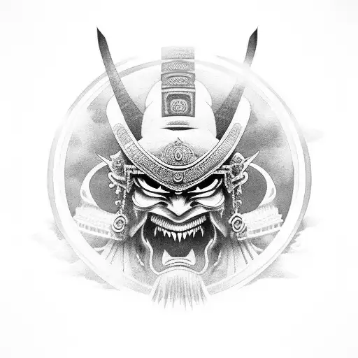 Samurai  Maya-Tempel Eule tattoo design idea