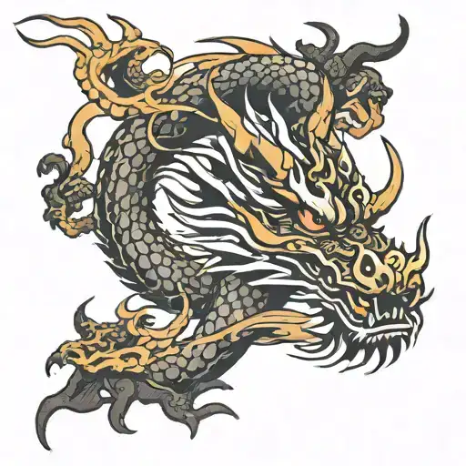 chinese wood dragon triangle  tattoo design idea