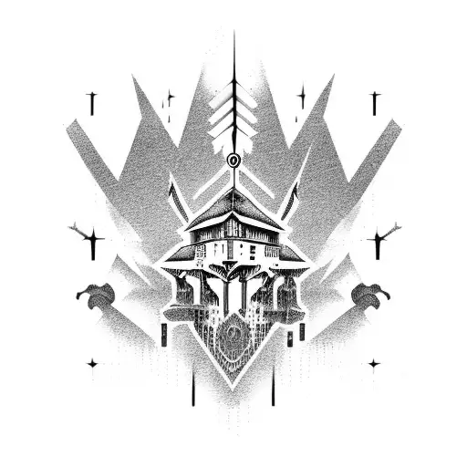castle simple agrogoth neotribal cybersigilism tattoo design idea
