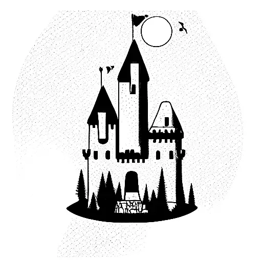 castle simple agrogoth neotribal cybersigilism tattoo design idea