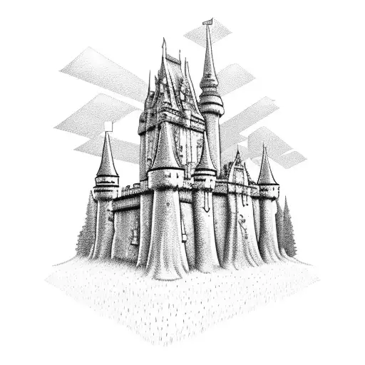 castle simple agrogoth tattoo design idea